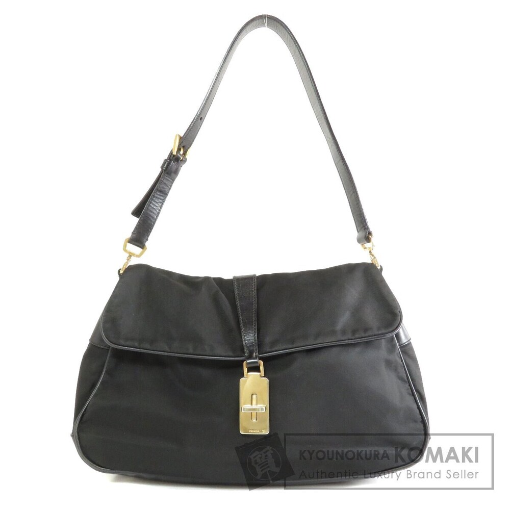 Prada Tessuto shoulder bag leather trim Black